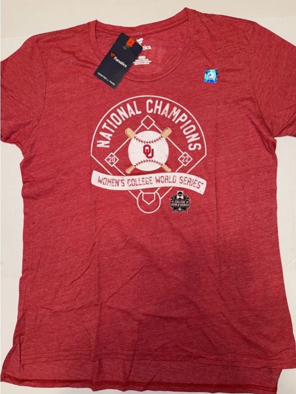 Fanatics National 2022 Champions OU Softball Tshirt Size Large NWT Retail $21.97
